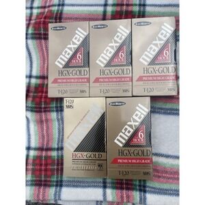 Maxell HGX-Gold T-120 6 Hour Blank VHS Video Cassette Tapes 5 Pack Sealed
